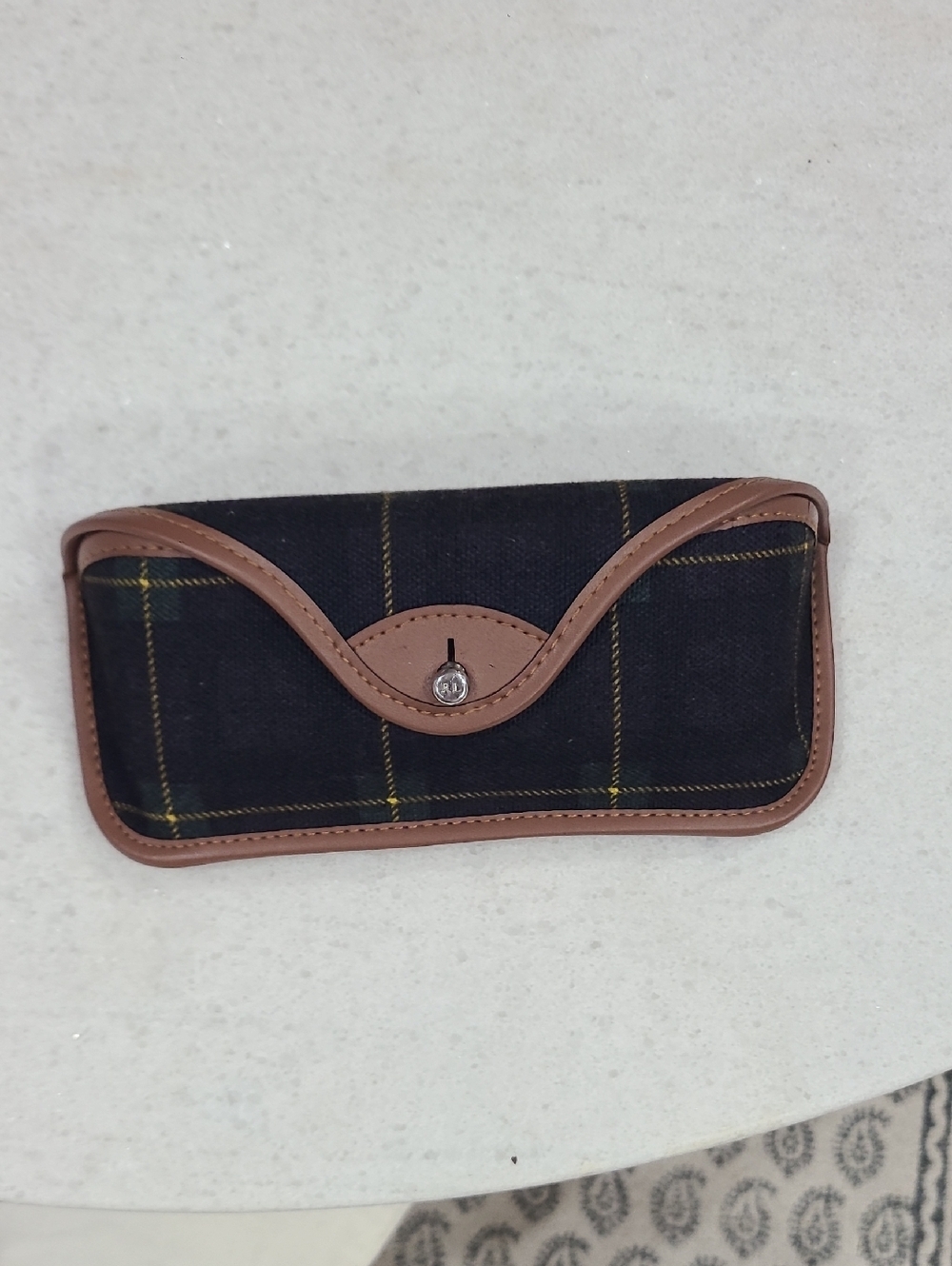 Polo by Ralph Lauren Plaid Case with Tan Leather Trim